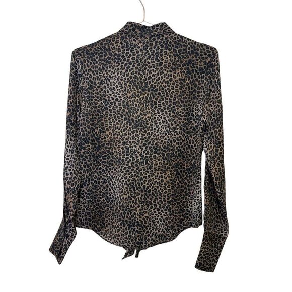 NEW Frame Leopard Print Ruffle Front Silk Blouse Size XS - Picture 4 of 7